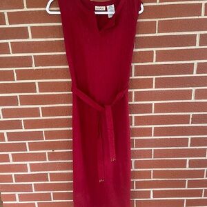 Red Sheath Maxi Dress V-Neck Sleeveless